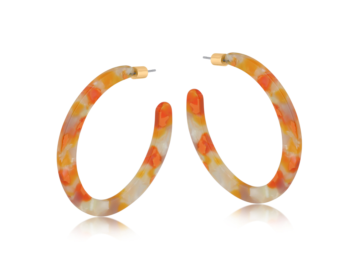 Picture of ORANGE EMMA RESIN STATEMENT CUT OUT HOOP EARRINGS