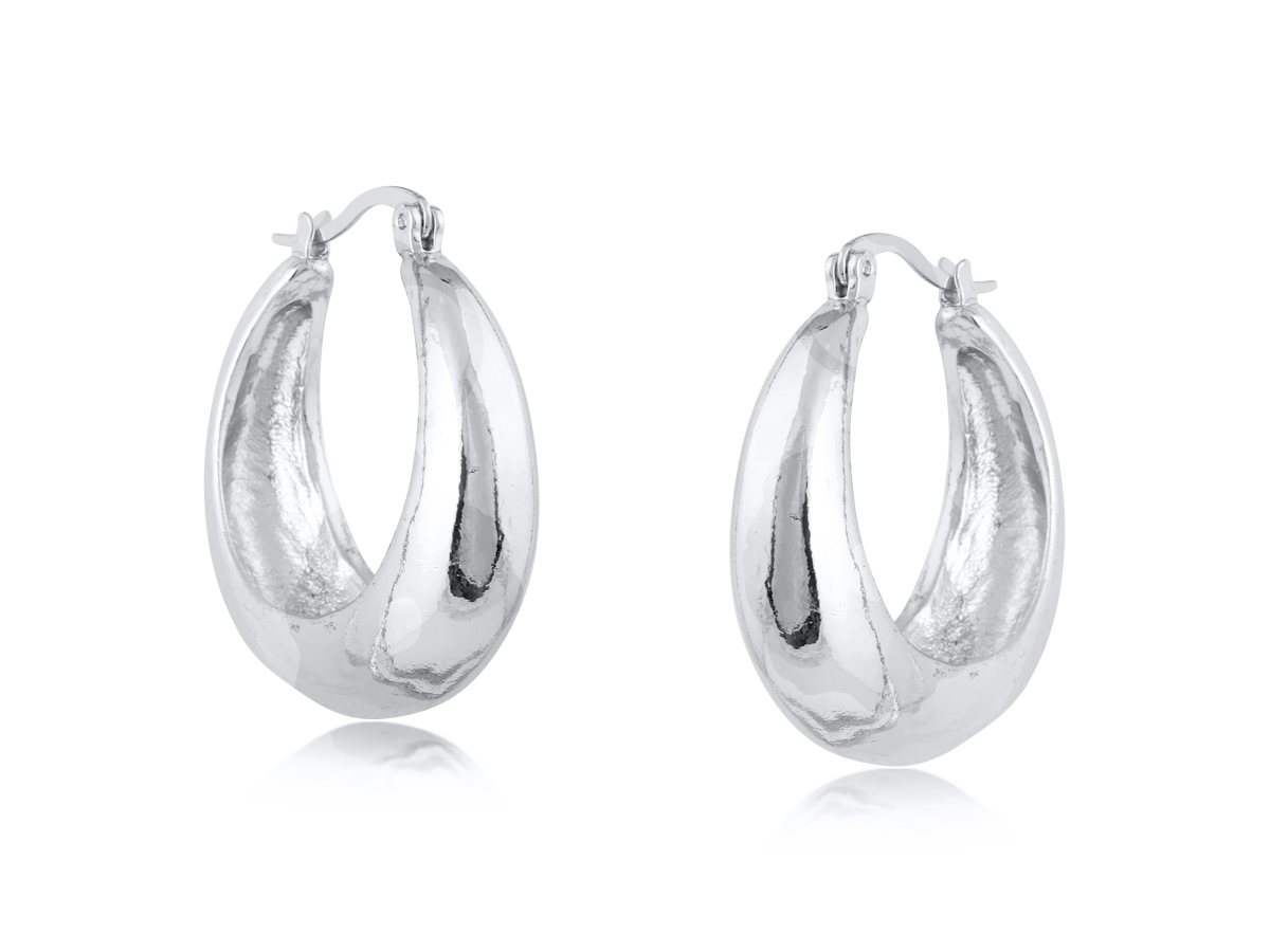 Picture of SILVER  SOPHIA ORAGANIC SHAPE HOOP EARRINGS