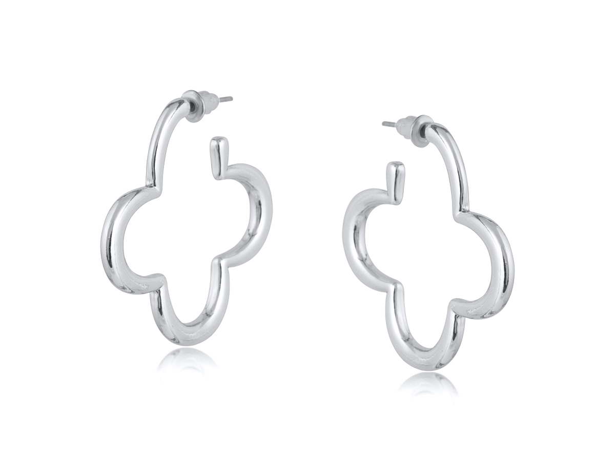 Picture of SILVER  CARMEN FLORAL SHAPE METAL EARRINGS