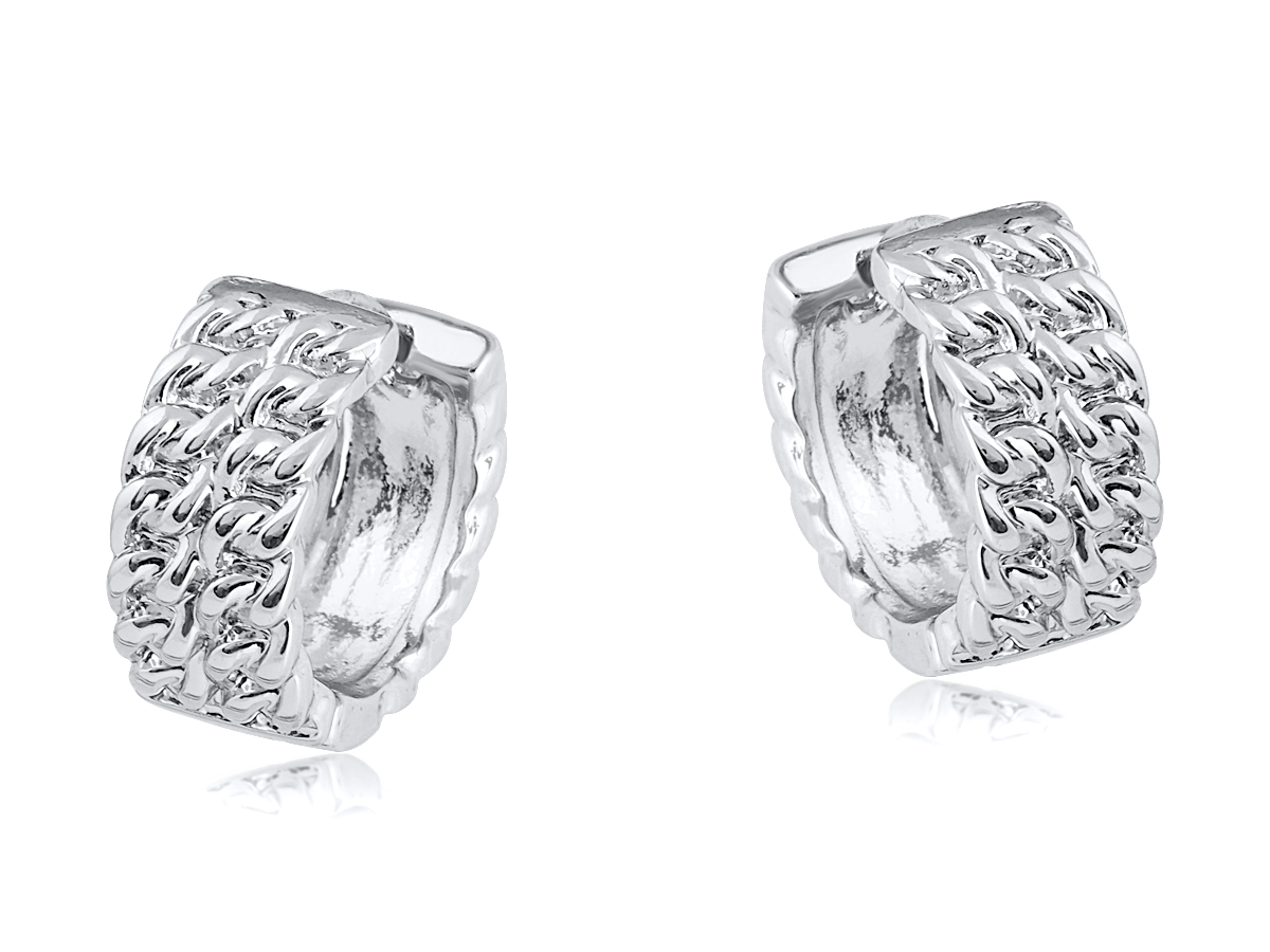 Picture of SILVER  SONYA INTRICATE ROPE HOOP EARRINGS