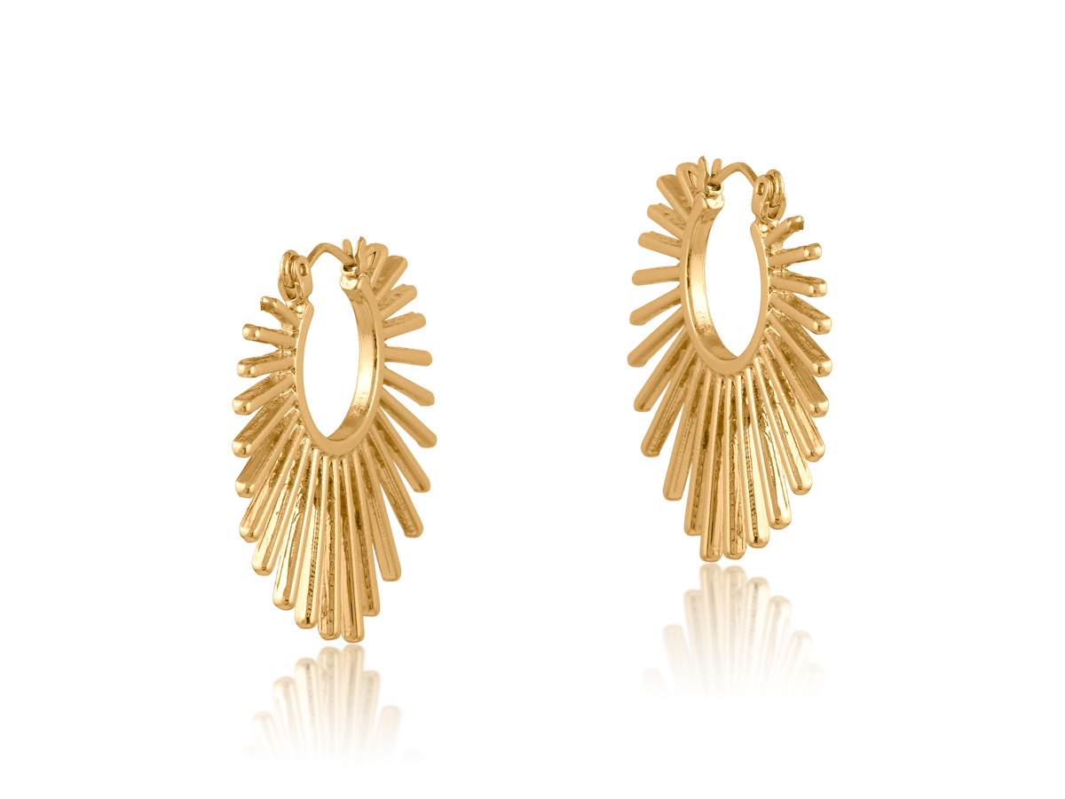 Picture of GOLD  GRETA SUNBURST HOOP EARRINGS