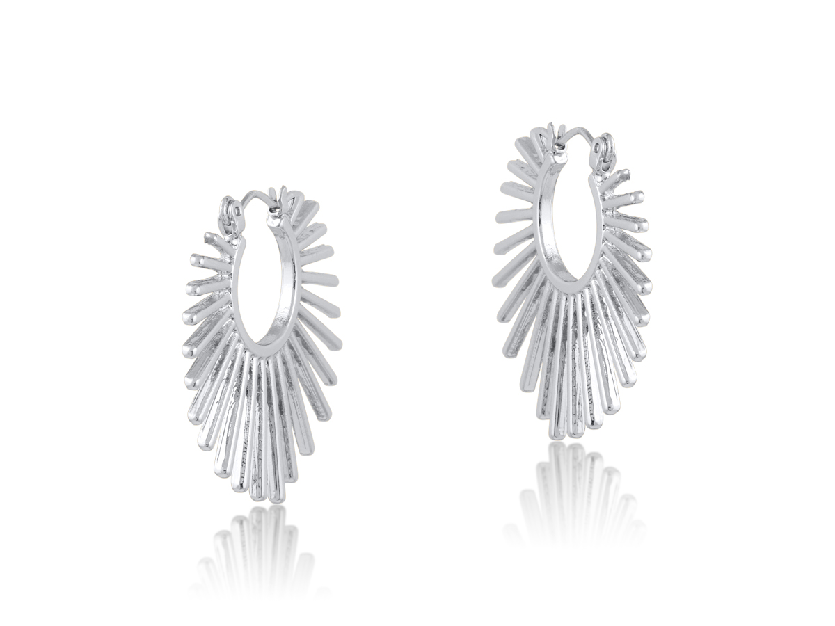 Picture of SILVER  GRETA SUNBURST HOOP EARRINGS