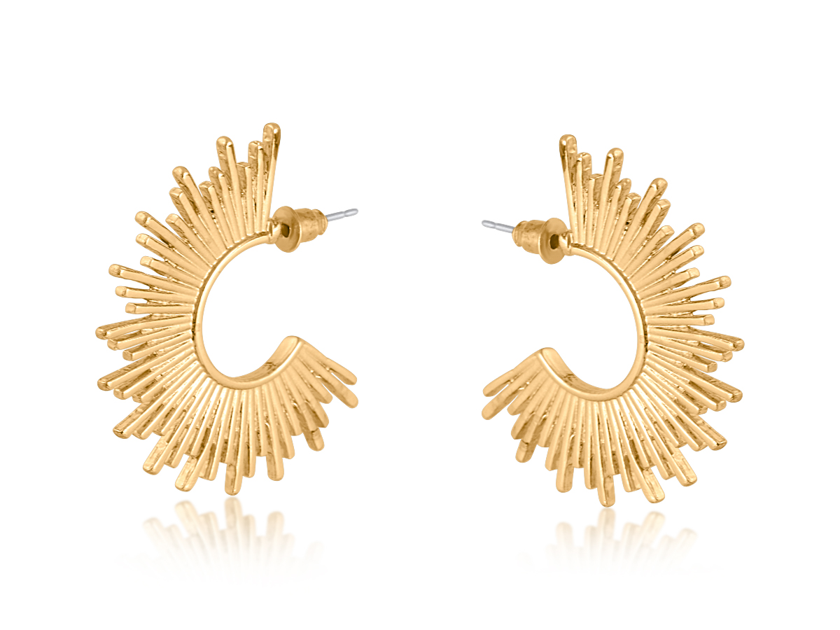 Picture of GOLD  AMANDA HALF DISC SUNBURST EARRINGS