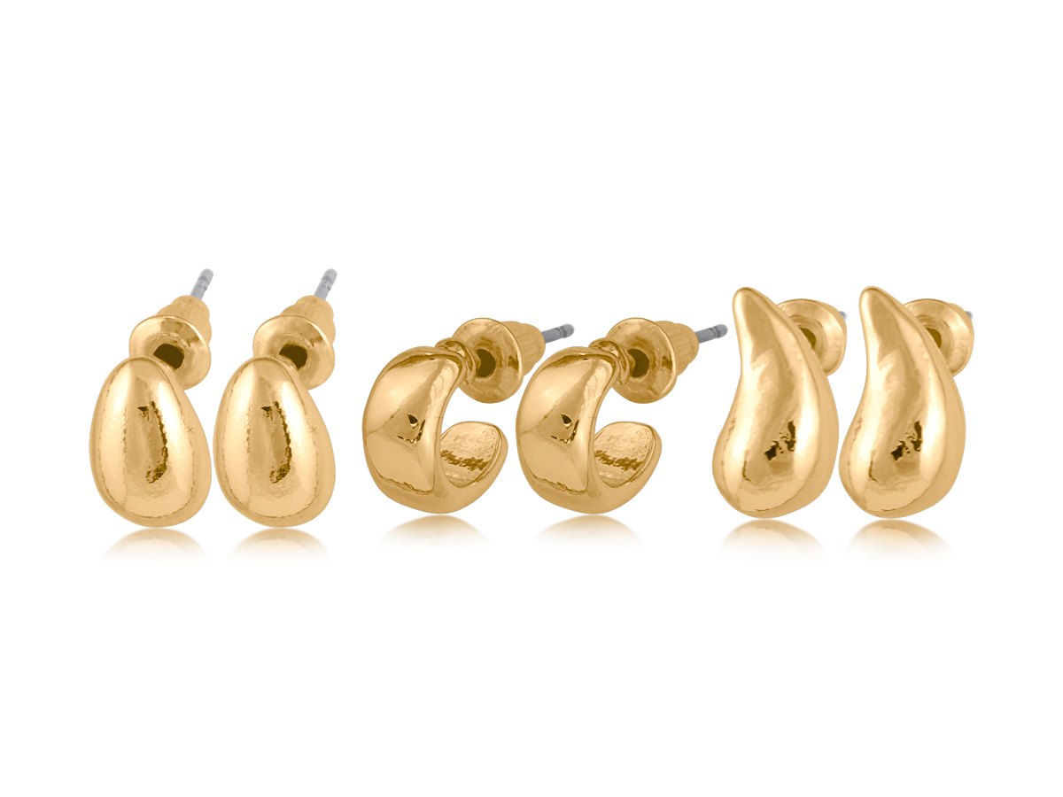Picture of GOLD  ALTEA SET OF 3 ORGANIC SHAPE EARRINGS