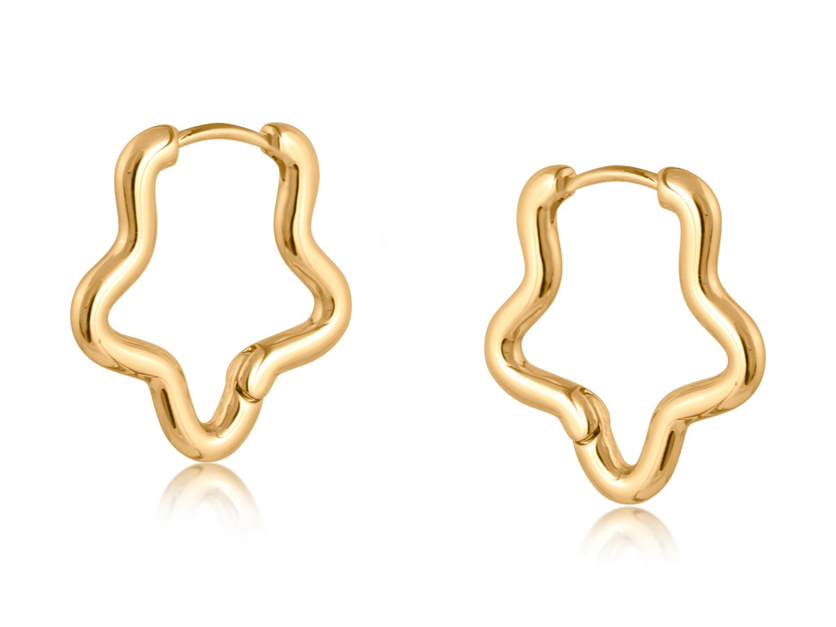 Picture of GOLD  SORAYA ORGANIC SQUGGLE SHAPE HOOP EARRINGS