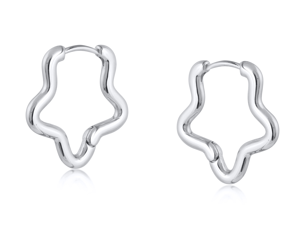 Picture of SILVER  SORAYA ORGANIC SQUGGLE SHAPE HOOP EARRINGS