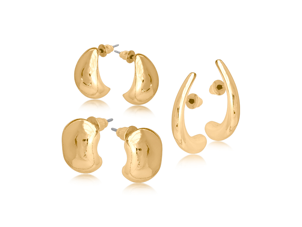 Picture of GOLD  HORTENSE SENT OF 3 ORGANIC SHAPED PAIRS OF E
