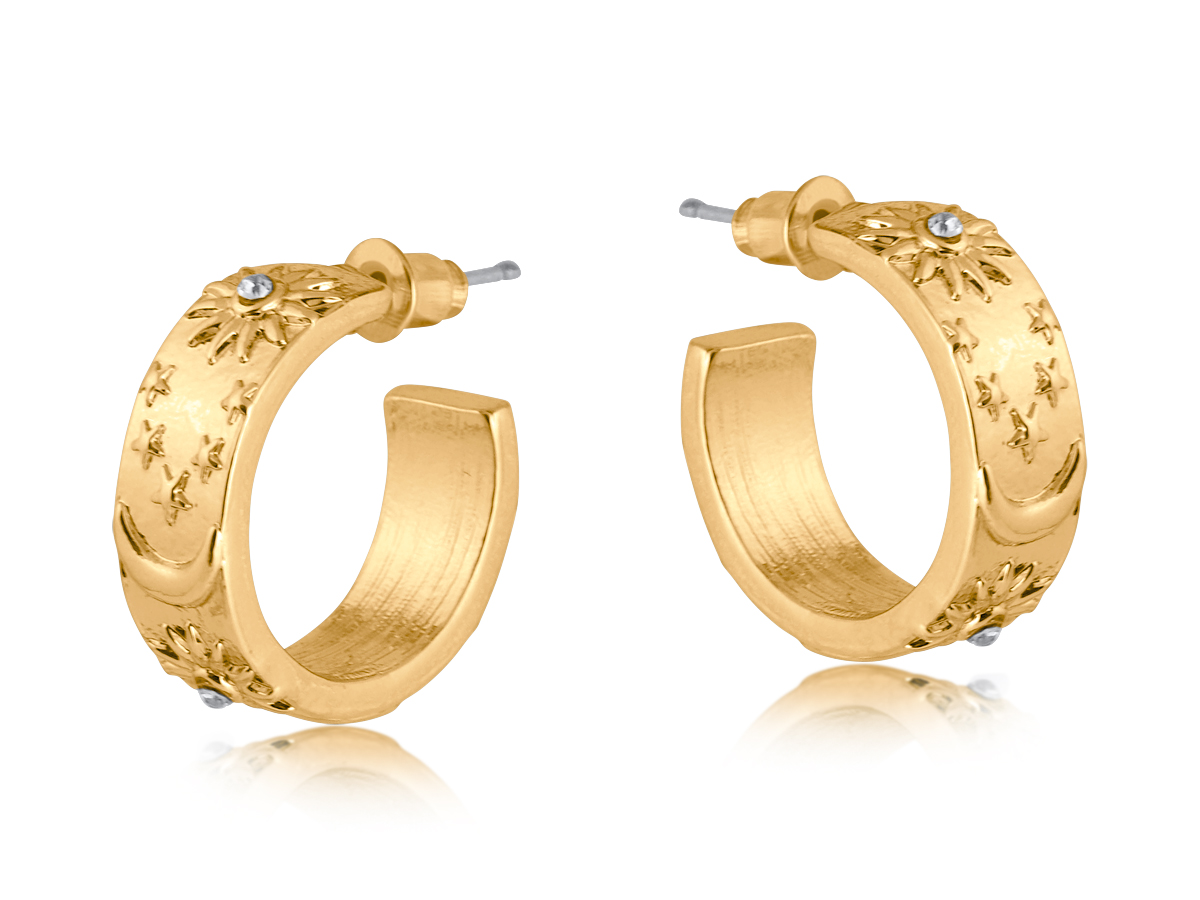 Picture of GOLD  MARGOT ENGRAVED CHARM HOOP EARRINGS