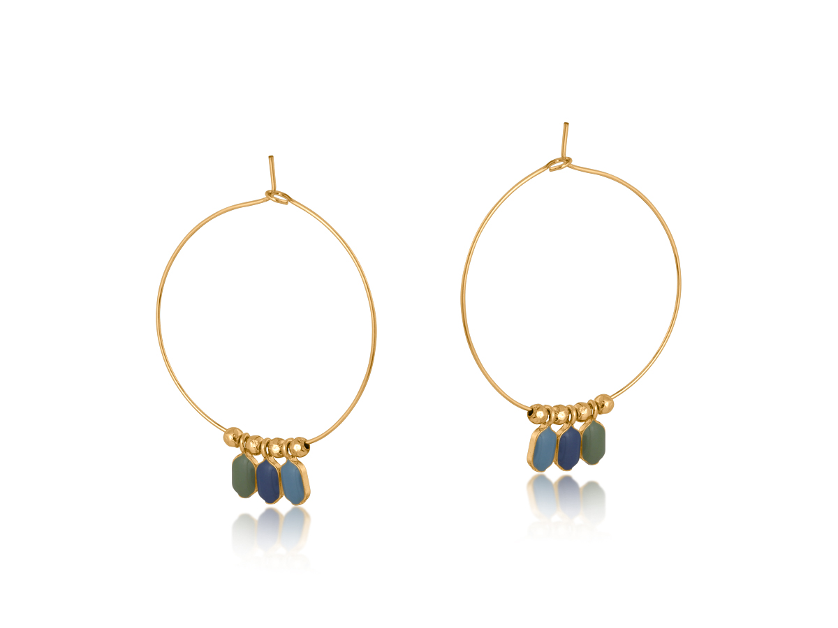 Picture of BLUE CARINE DROP HOOP EARRINGS