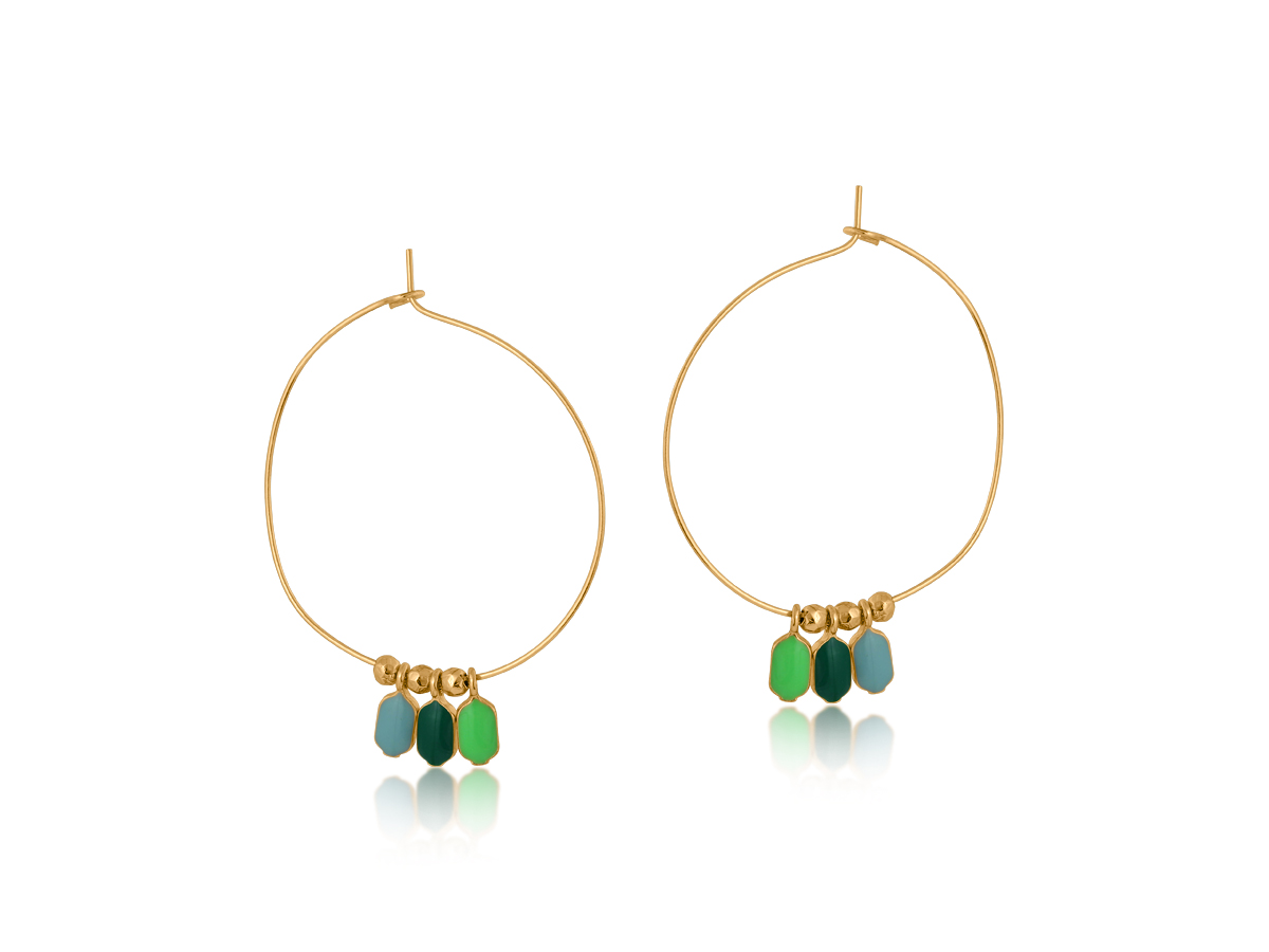 Picture of GREEN CARINE DROP HOOP EARRINGS