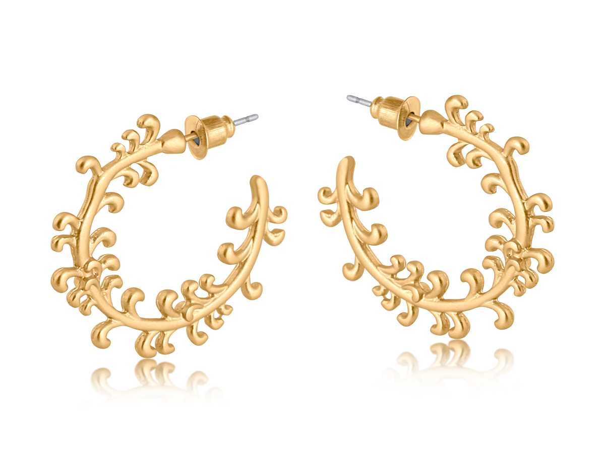Picture of GOLD SELMA ORNAMENTAL HOOP EARRINGS