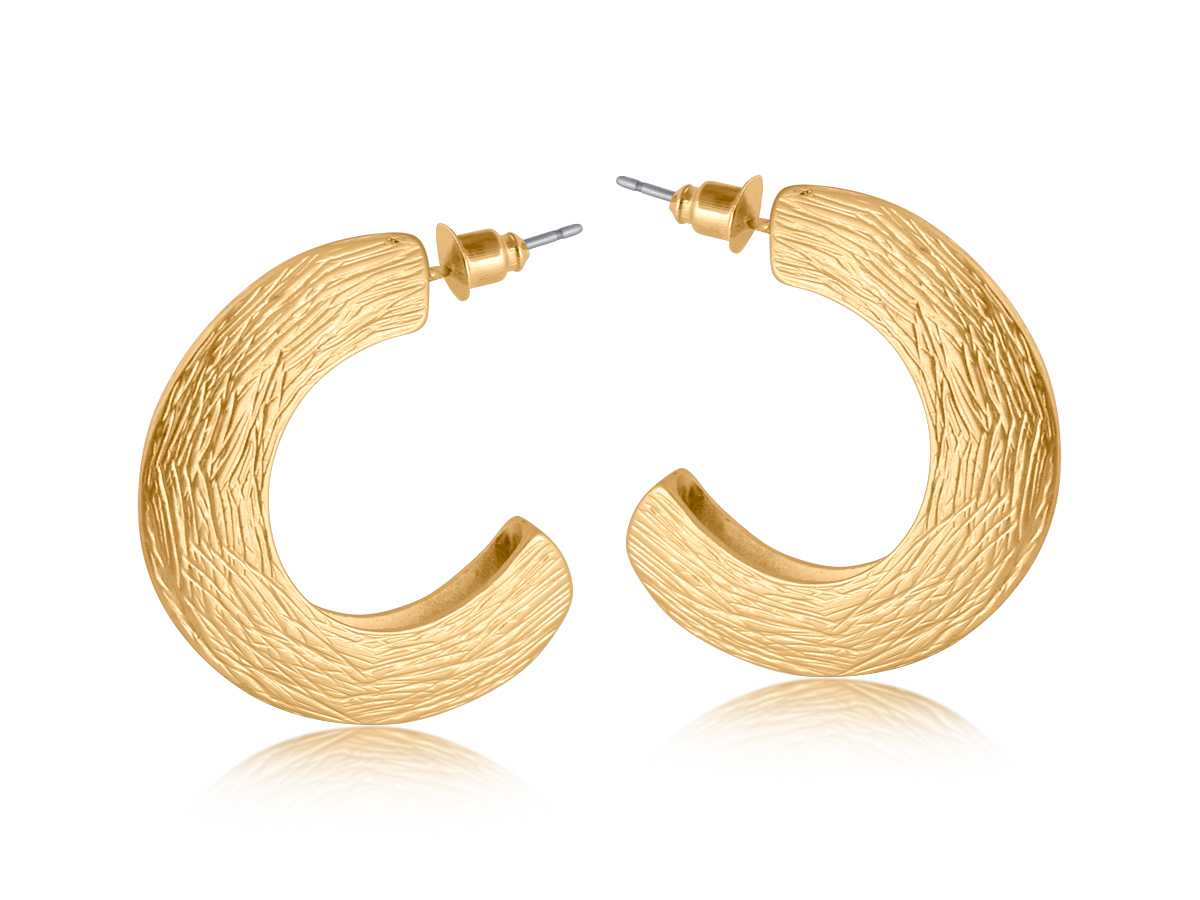 Picture of GOLD SAMANTHA BARK HALF CIRCLE EARRINGS