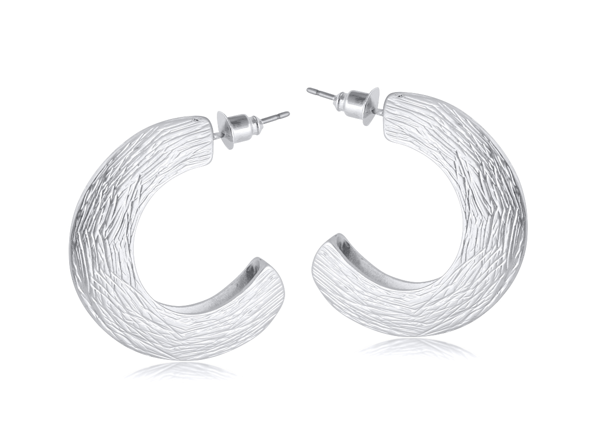 Picture of SILVER SAMANTHA BARK HALF CIRCLE EARRINGS
