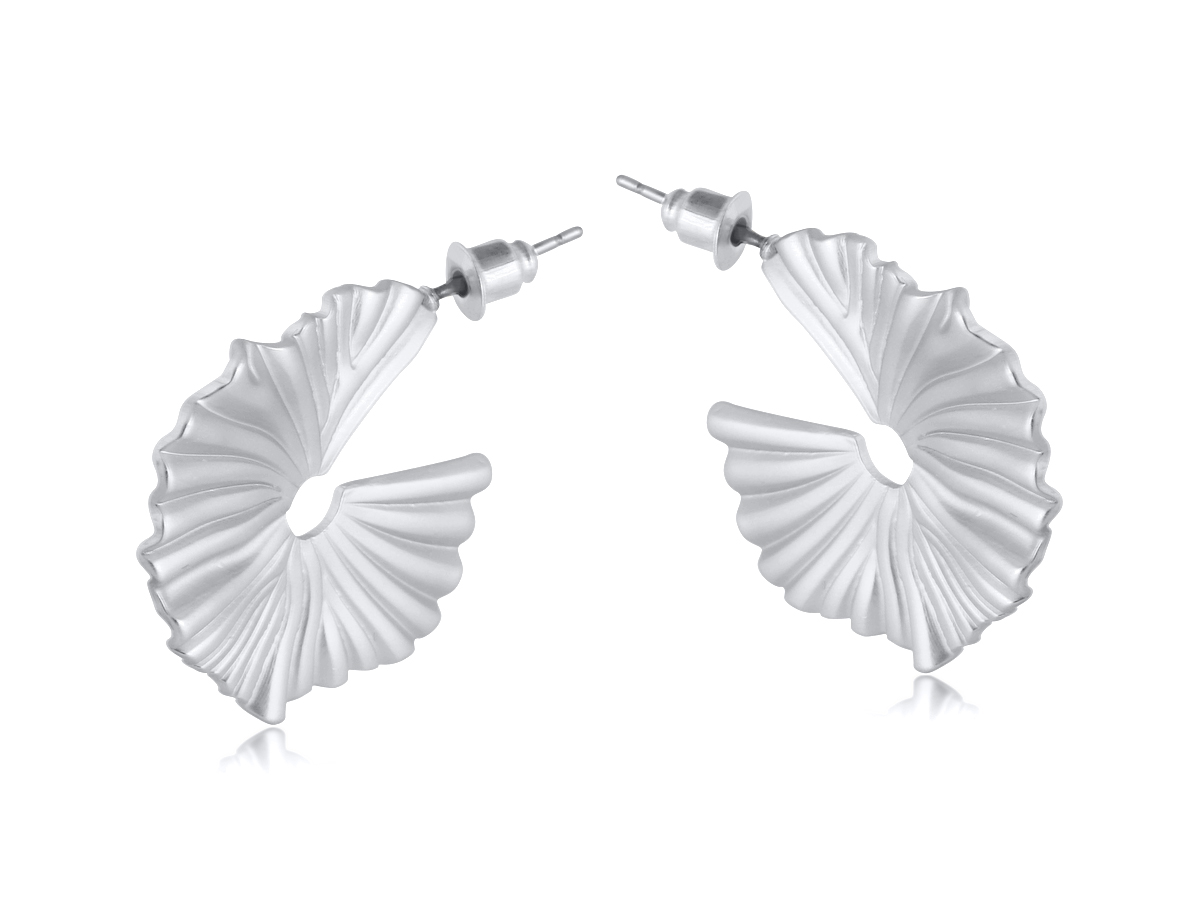 Picture of SILVER JULIA GYNKO LEAF HOOP EARRINGS
