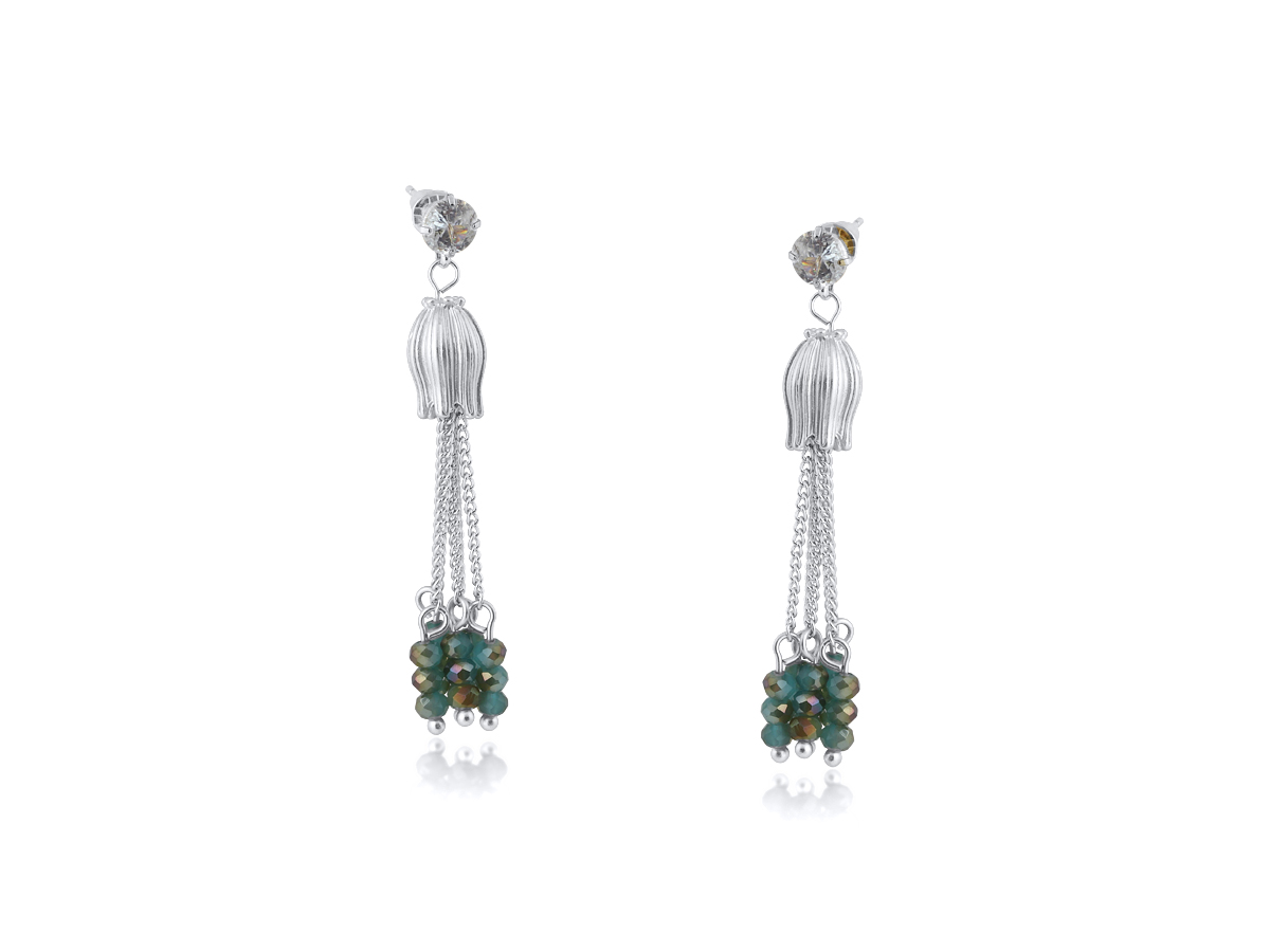 Picture of SILVER SACHA TULIP DANGLE EARRINGS