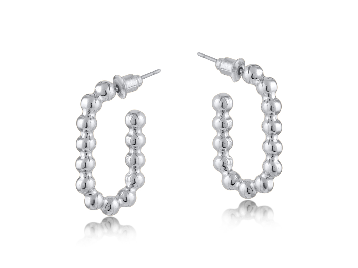 Picture of SILVER  LAYLA DOTTED OVAL SHAPE EARRINGS