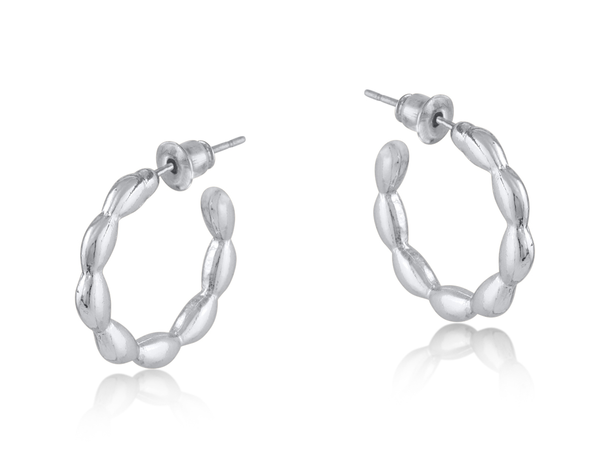 Picture of SILVER  LAYLA DOTTED HOOP EARRINGS