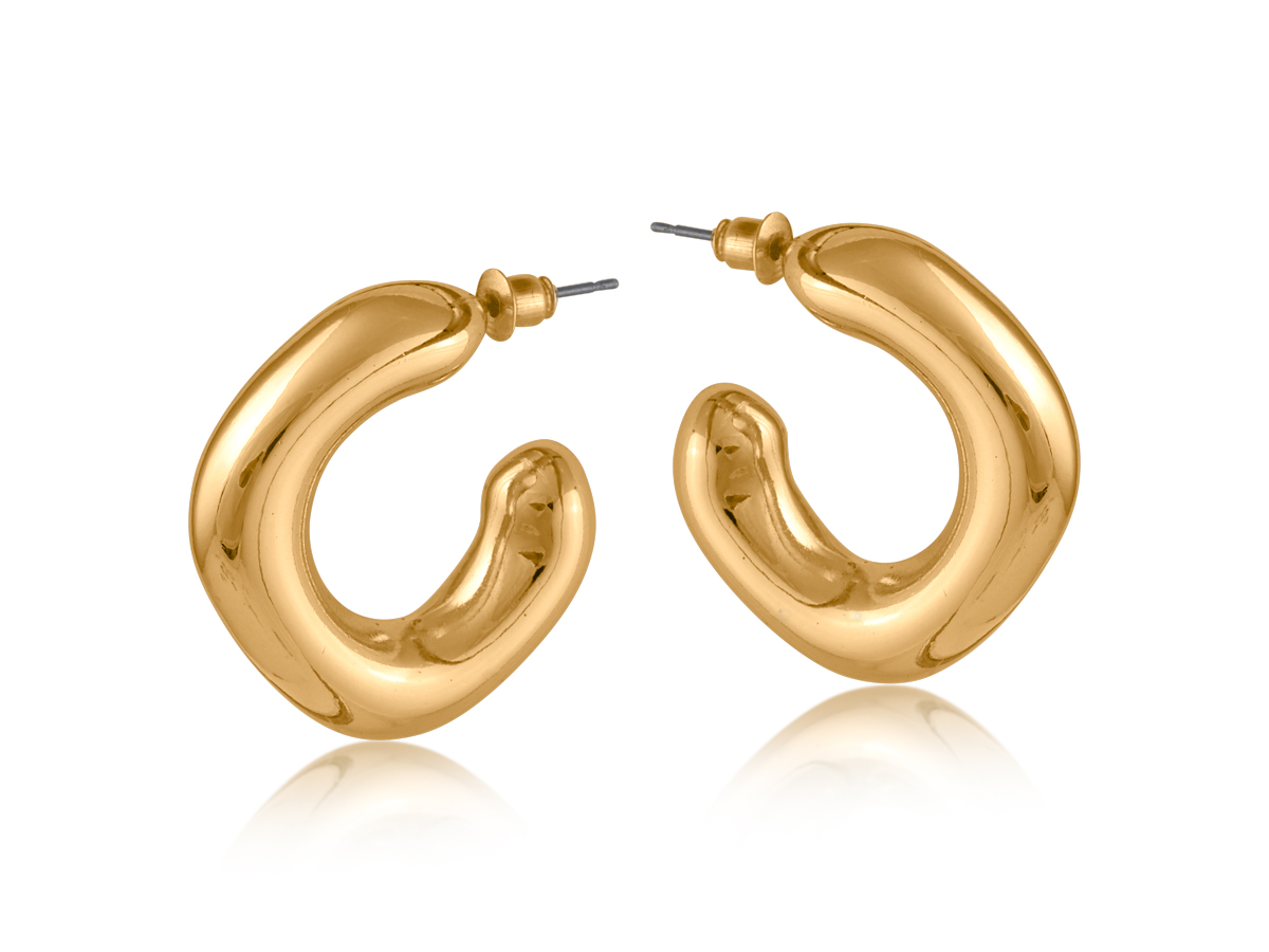 Picture of GOLD ATHENAIS ORGANIS SHAPE HOOP EARRINGS