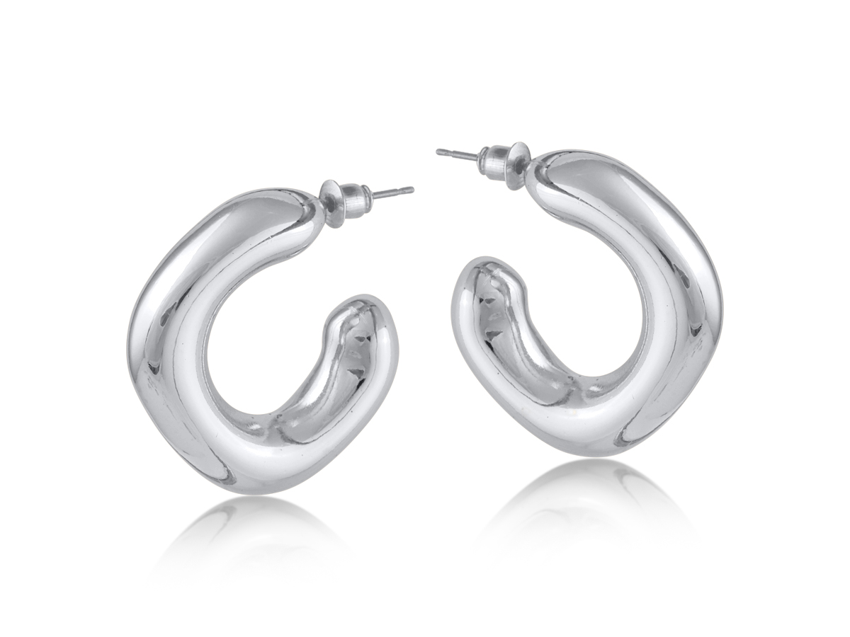 Picture of SILVER  ATHENAIS ORGANIS SHAPE HOOP EARRINGS
