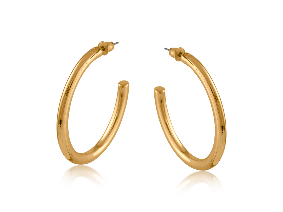 Picture of GOLD CASSANDRA OVAL TUBE HOOP EARRINGS