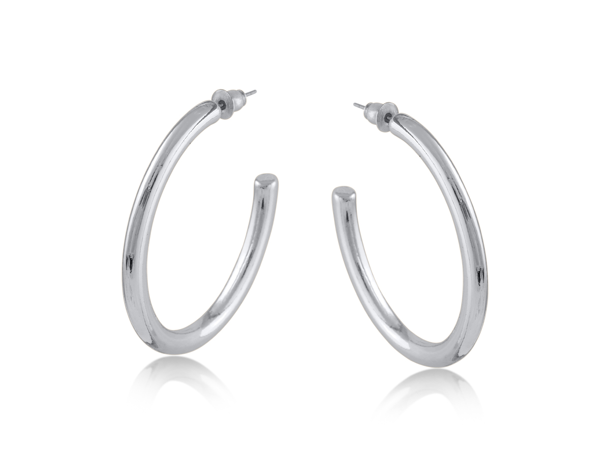 Picture of SILVER  CASSANDRA OVAL TUBE HOOP EARRINGS