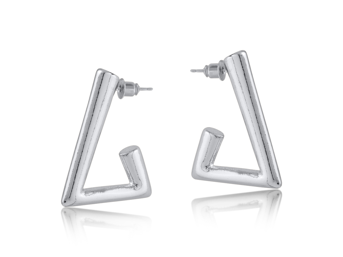 Picture of SILVER  SAMANTHA TRIANGLE TUBE EARRINGS