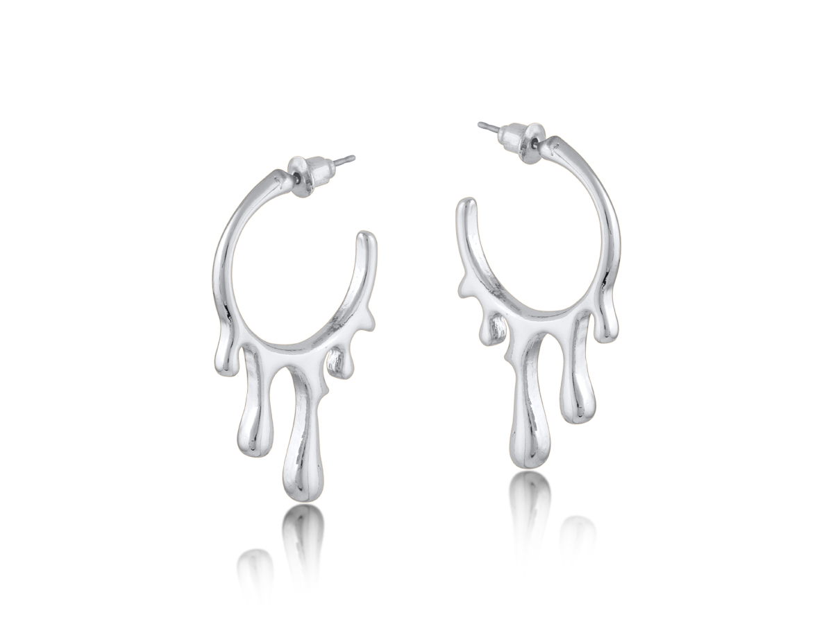 Picture of SILVER  AMALIS PAINT DROP HOOP EARRINGS