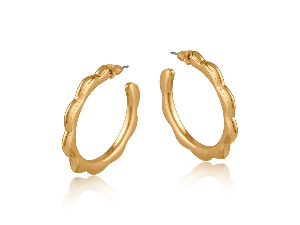 Picture of GOLD CAMILLE SQUIGGLE LARGE HOOP EARRINGS