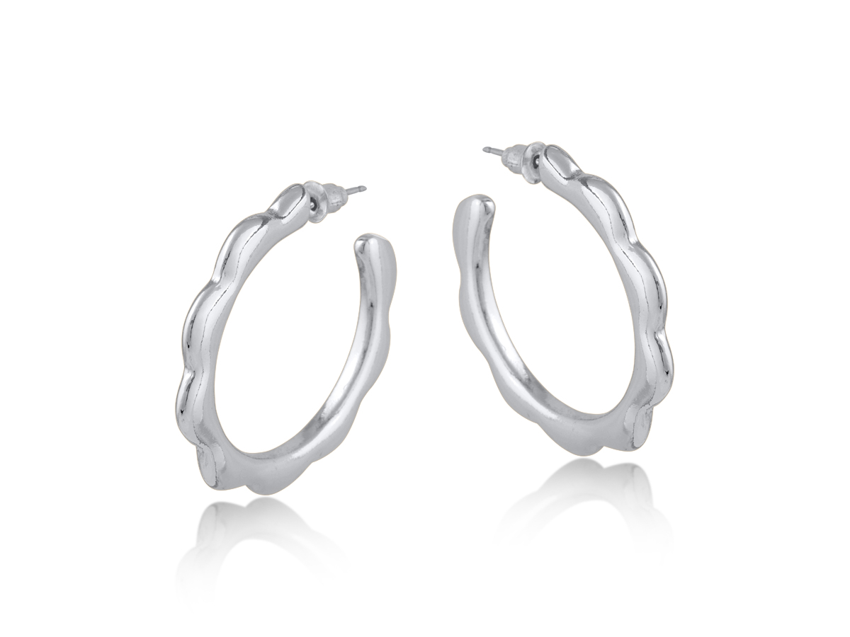 Picture of SILVER  CAMILLE SQUIGGLE LARGE HOOP EARRINGS