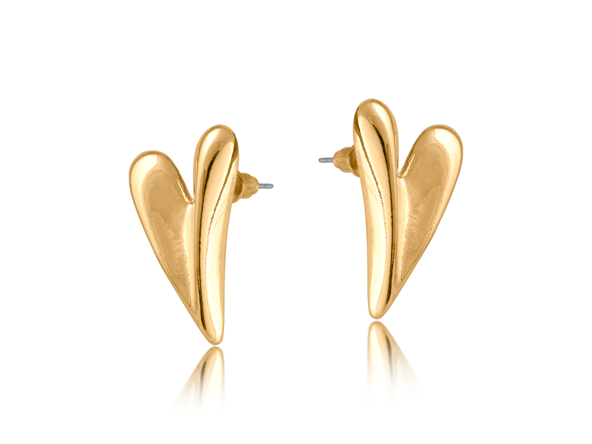 Picture of GOLD CASSIA FOLDED HEART STUD EARRINGS