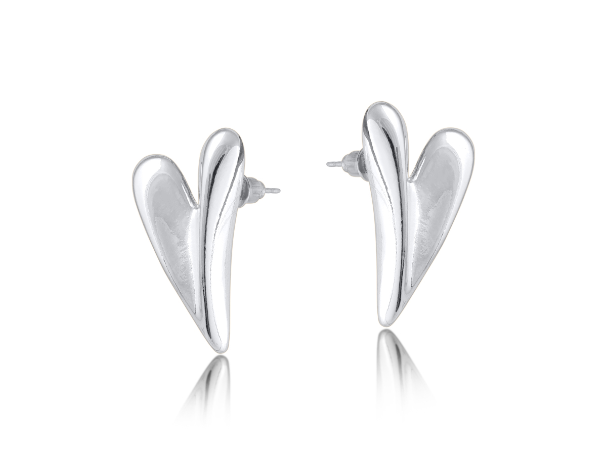 Picture of SILVER  CASSIA FOLDED HEART STUD EARRINGS