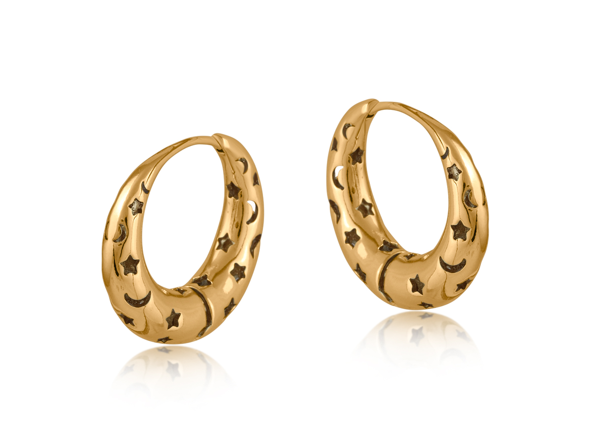 Picture of GOLD SELENA CELESTIAL HOOP EARRINGS