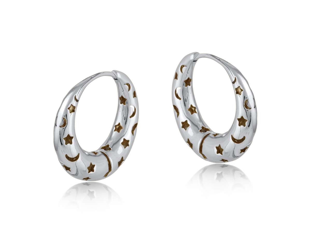 Picture of SILVER  SELENA CELESTIAL HOOP EARRINGS