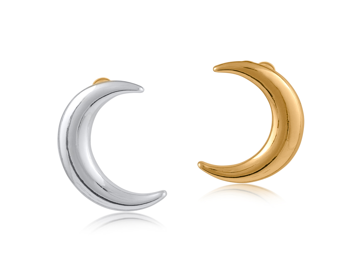 Picture of TWO TONE  SASKIA TWO TONE MOON EARRINGS