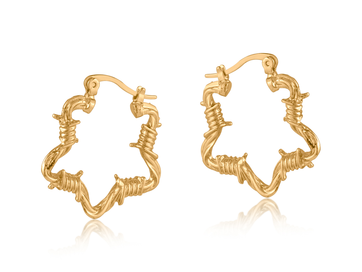 Picture of GOLD SYLVANA BARBWIRE STAR EARRINGS