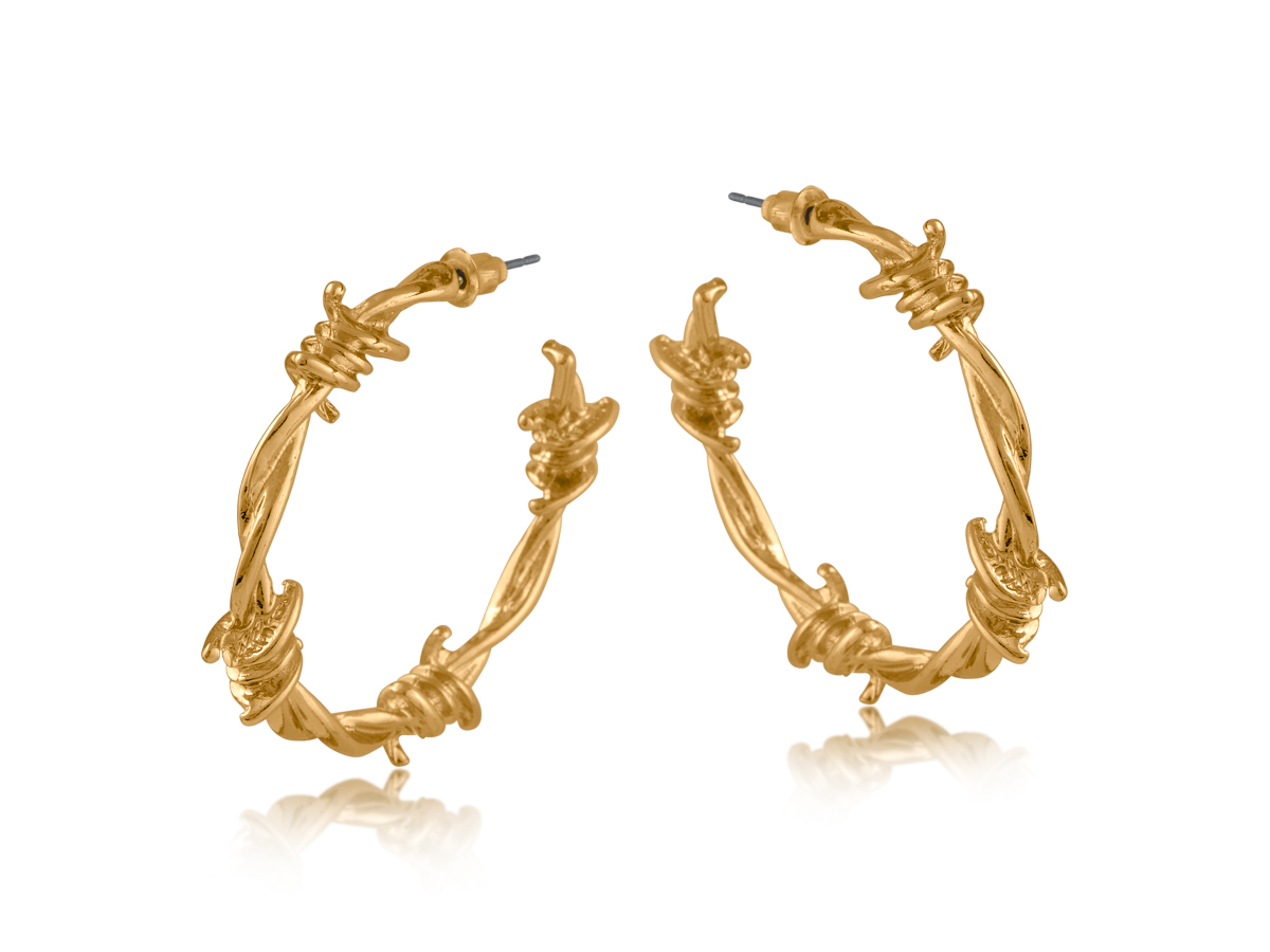 Picture of GOLD SYLVANA BARBWIRE HOOP EARRINGS