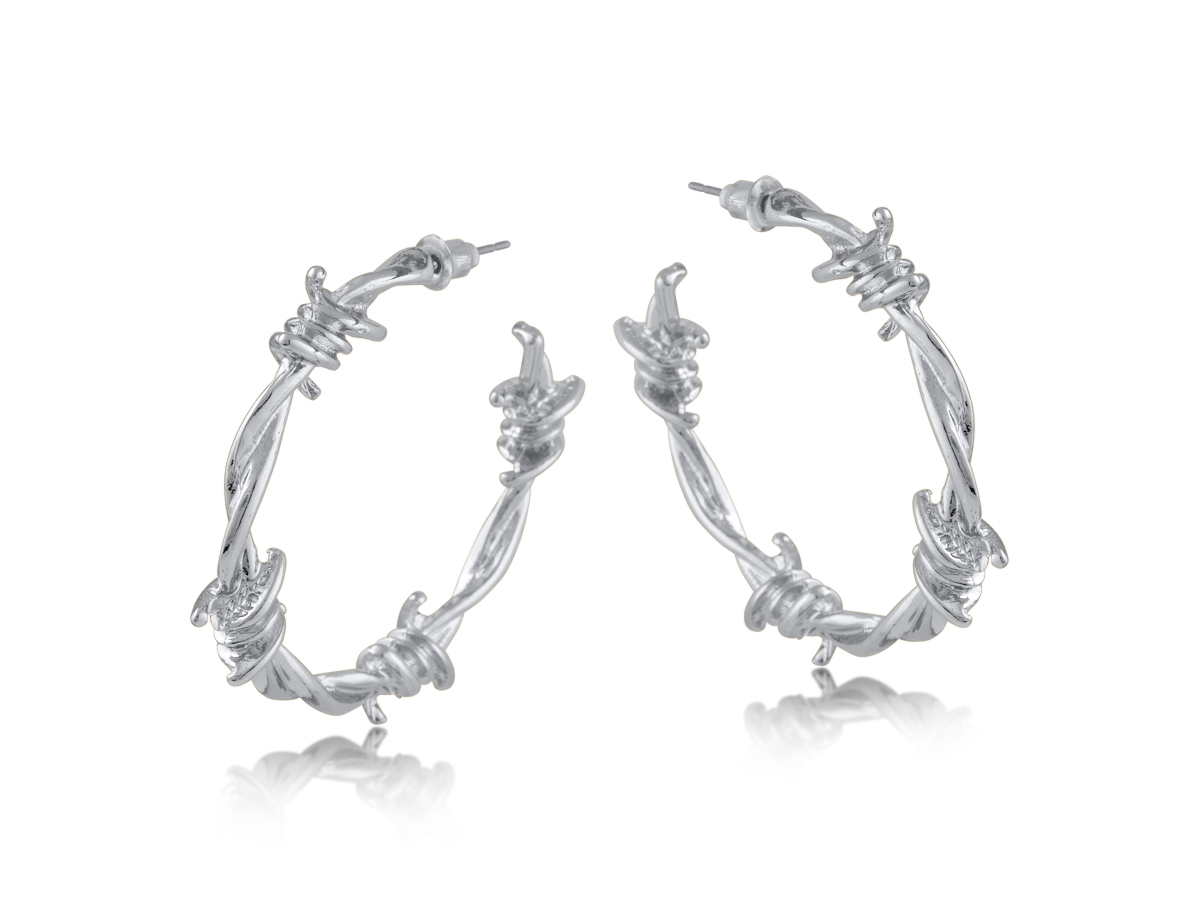 Picture of SILVER  SYLVANA BARBWIRE HOOP EARRINGS