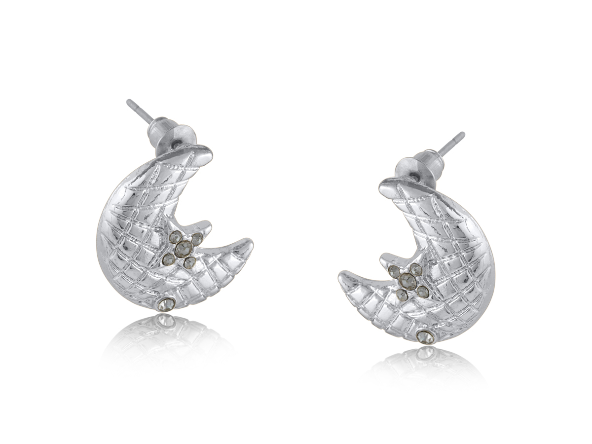 Picture of SILVER  CELENA ORGANIC MOON PROFILE EARRINGS