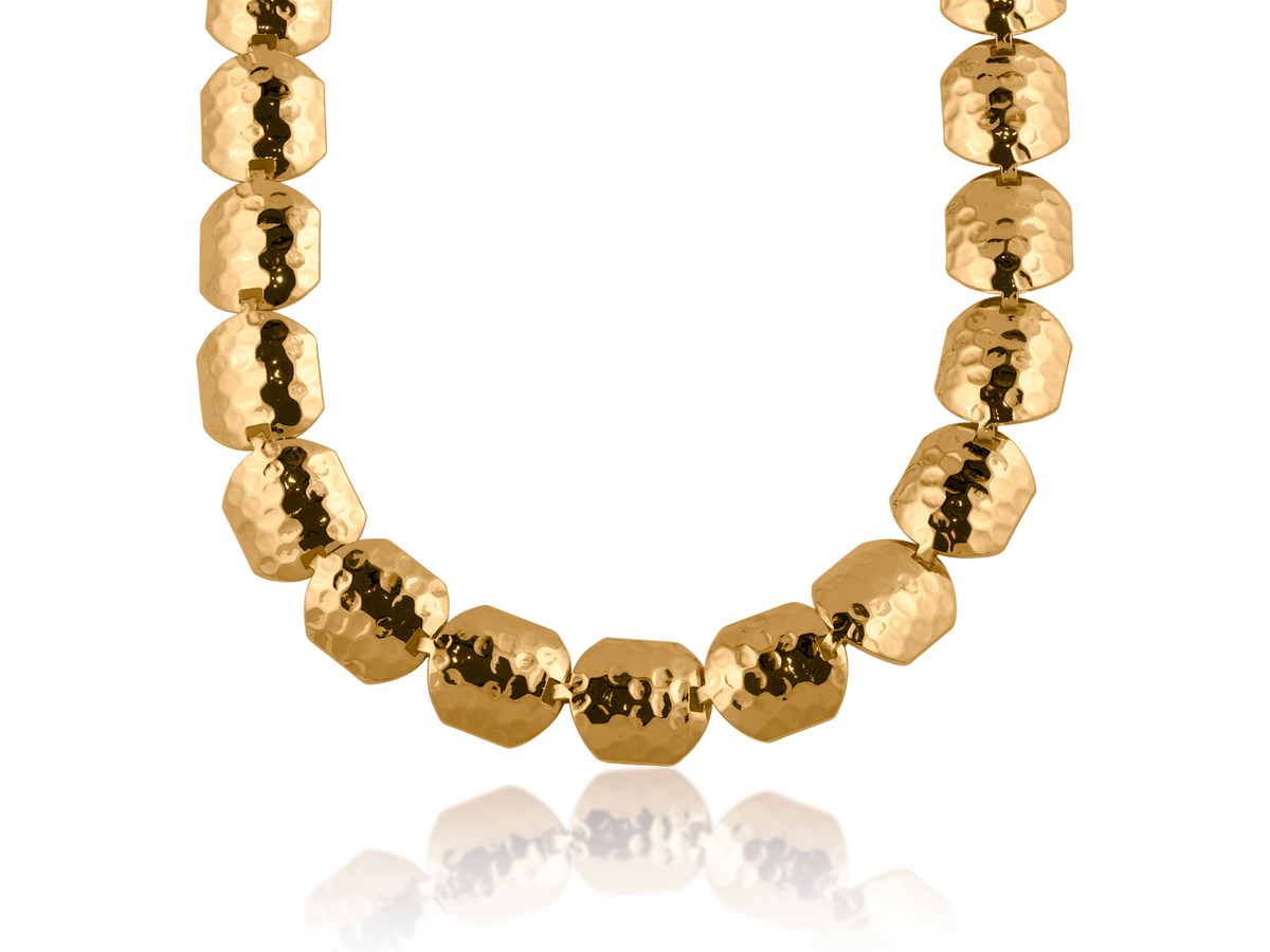 Picture of GOLD ARABELLA STATEMENT HEXAGON TILES NECKLACE