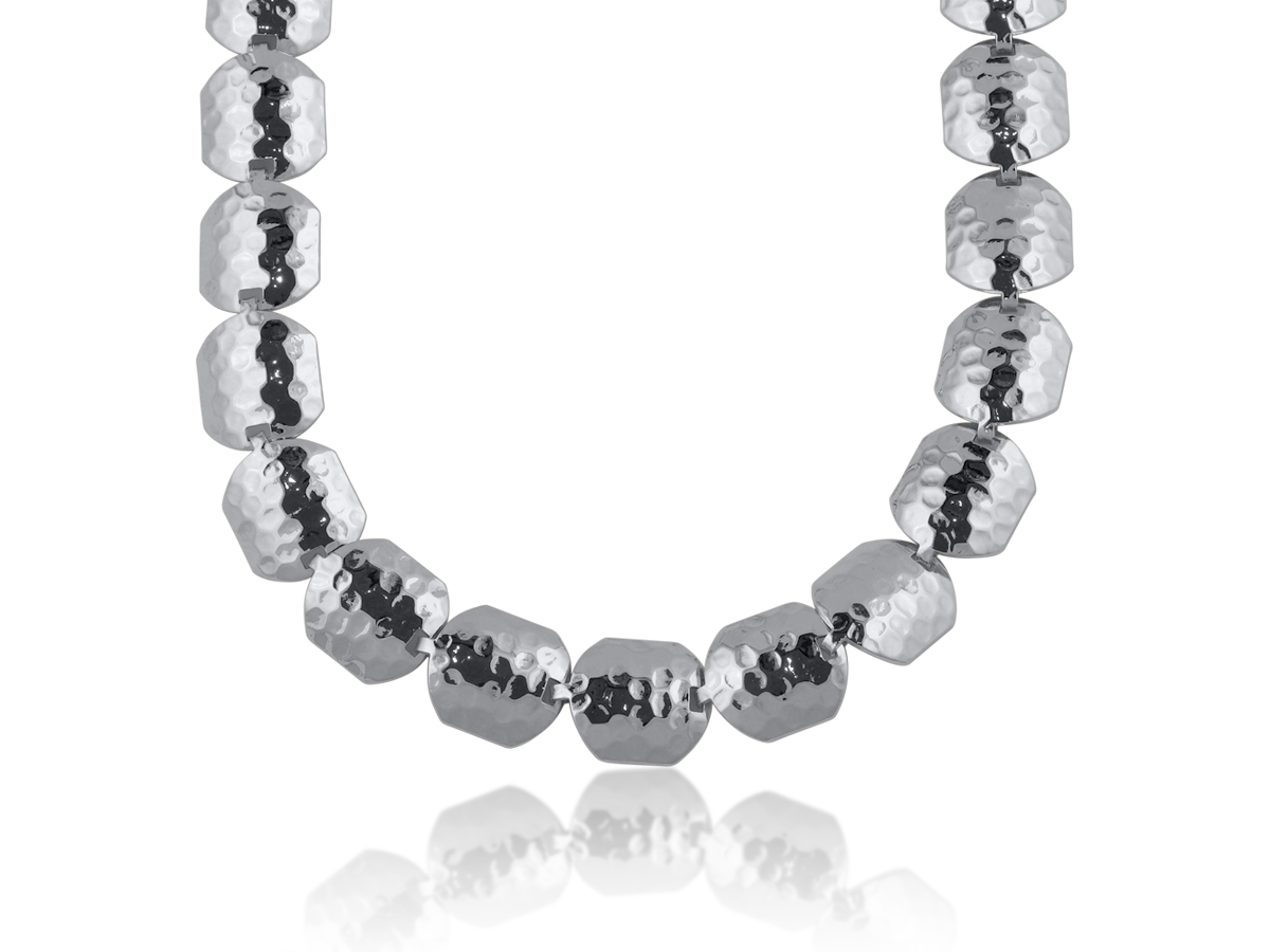 Picture of SILVER  ARABELLA STATEMENT HEXAGON TILES NECKLACE