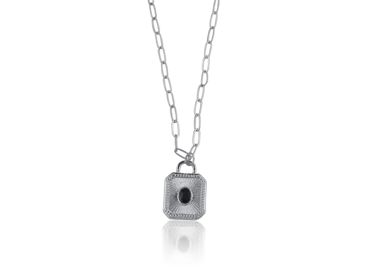 Picture of SILVER  LOLA PADLOCK CHARM NECKLACE
