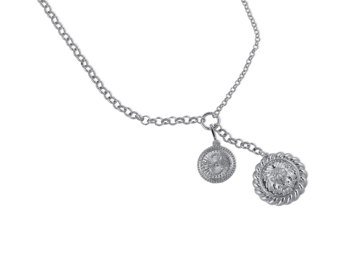 Picture of SILVER  DIMTRA DUAL CHARM CHAIN NECKLACE