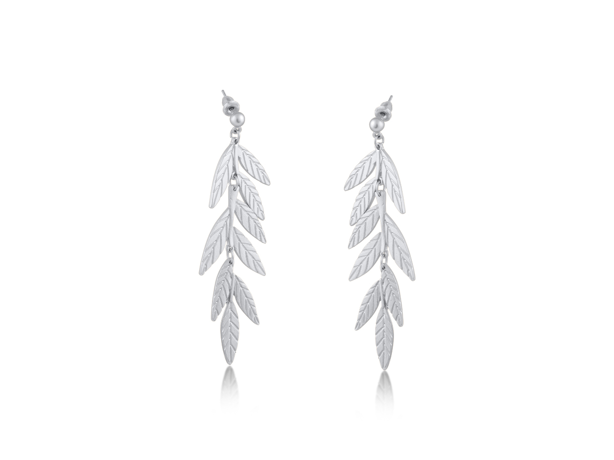 Picture of SILVER  FREAYA LONG LEAF DANGLE EARRINGS