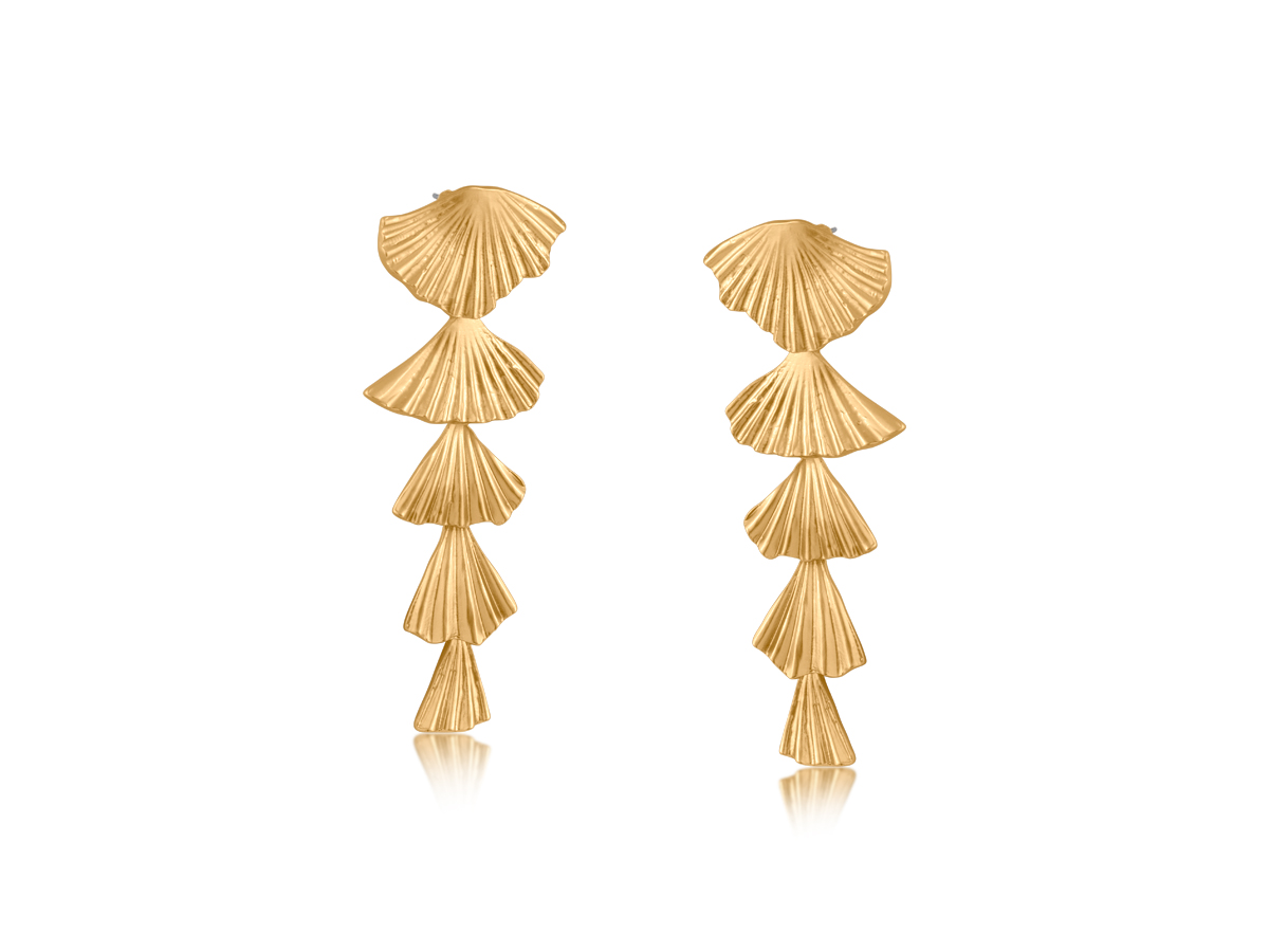 Picture of GOLD FREYA FAN DROP LONG TIERED EARRINGS