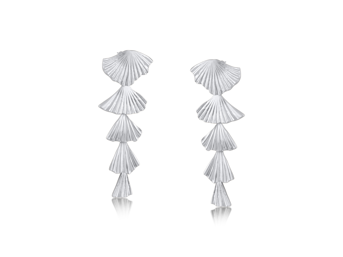 Picture of SILVER  FREYA FAN DROP LONG TIERED EARRINGS