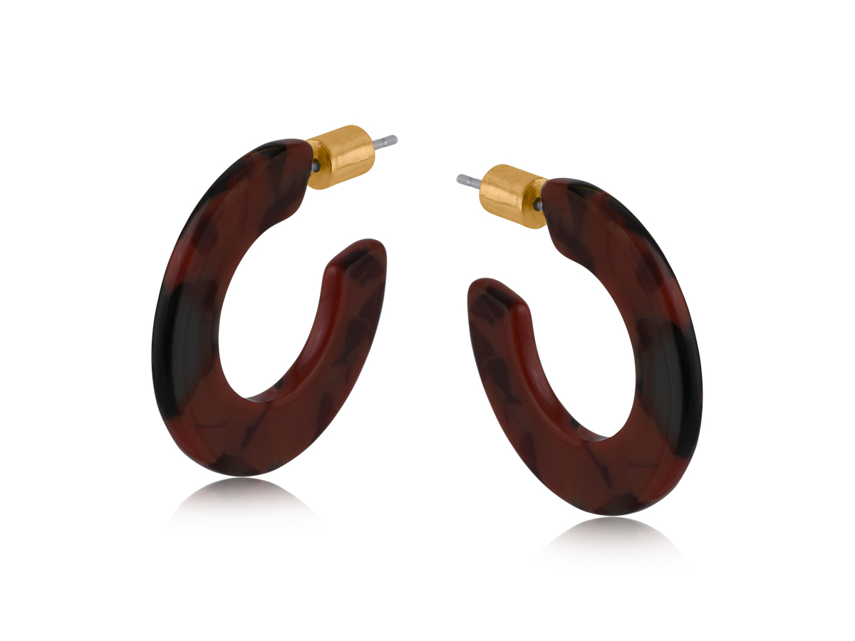 Picture of CACAO BLACK  OLEANDRE FLAT OVAL RESIN HOOP EARRING