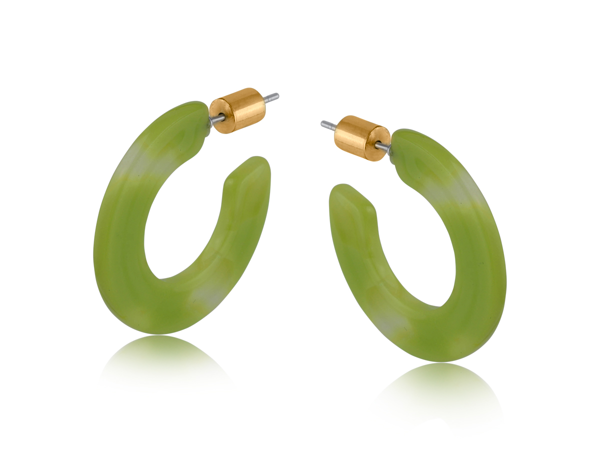 Picture of GREEN LIME OLEANDRE FLAT OVAL RESIN HOOP EARRINGS
