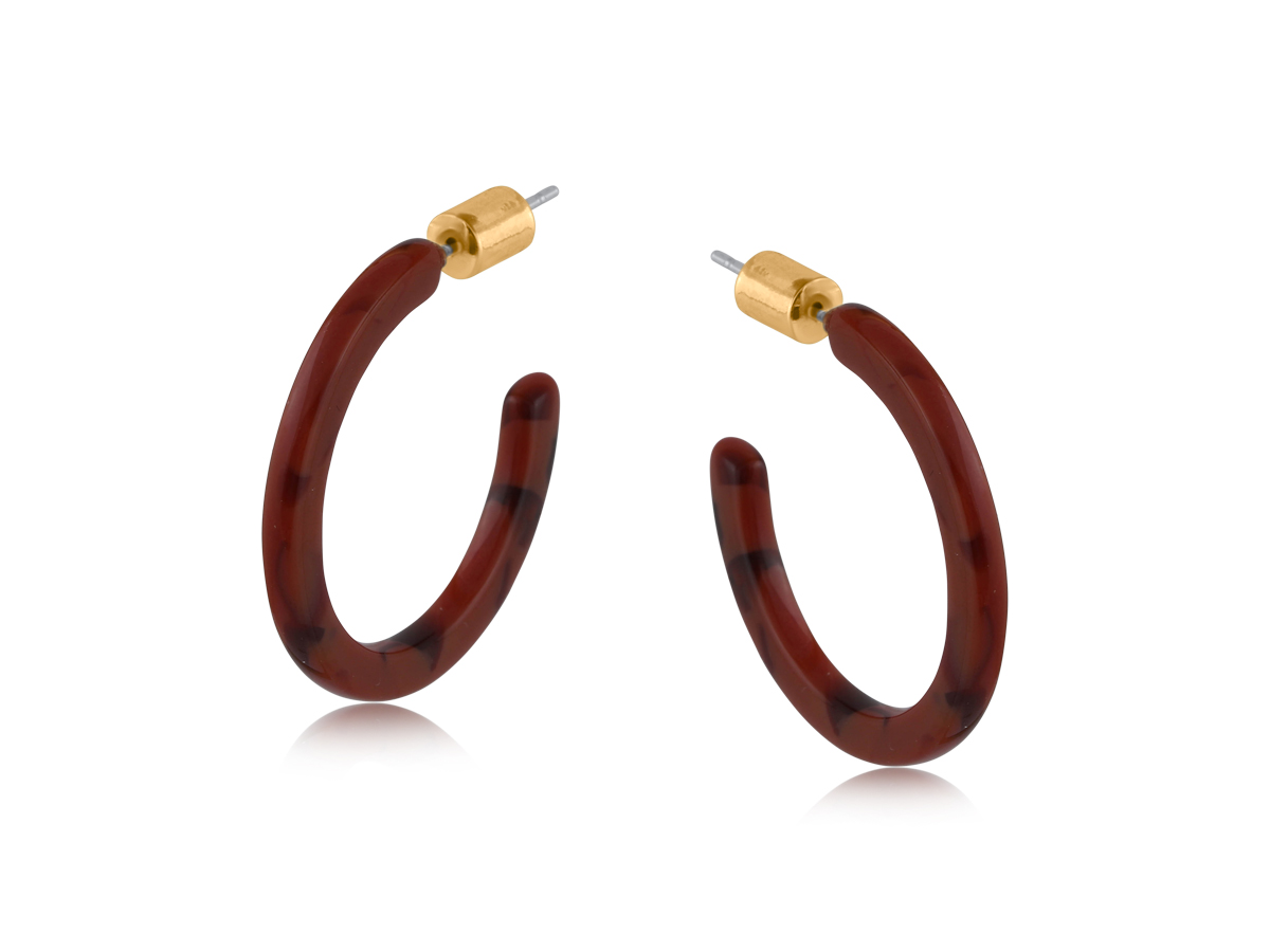 Picture of CACAO BLACK  OLEANDRE THIN RESIN HOOP EARRINGS