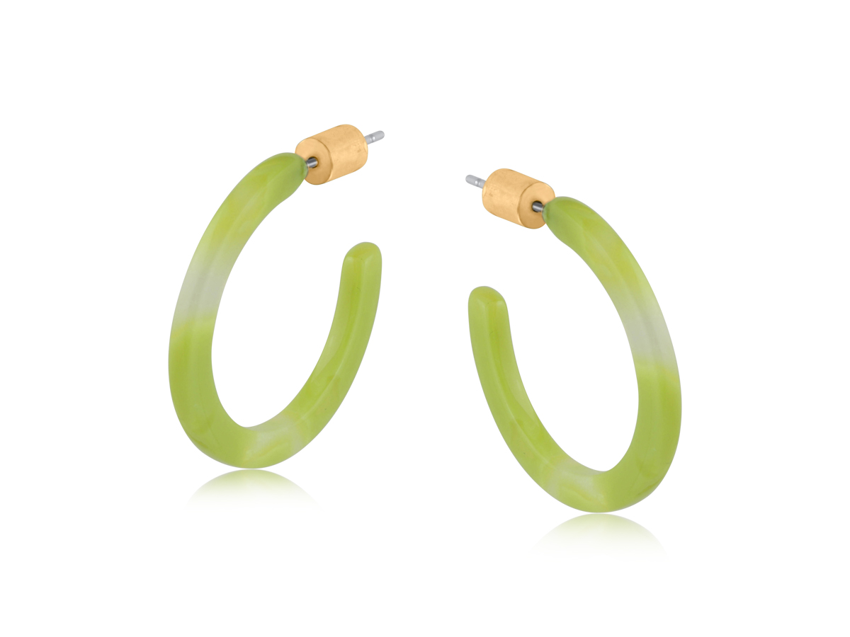 Picture of GREEN LIME OLEANDRE THIN RESIN HOOP EARRINGS