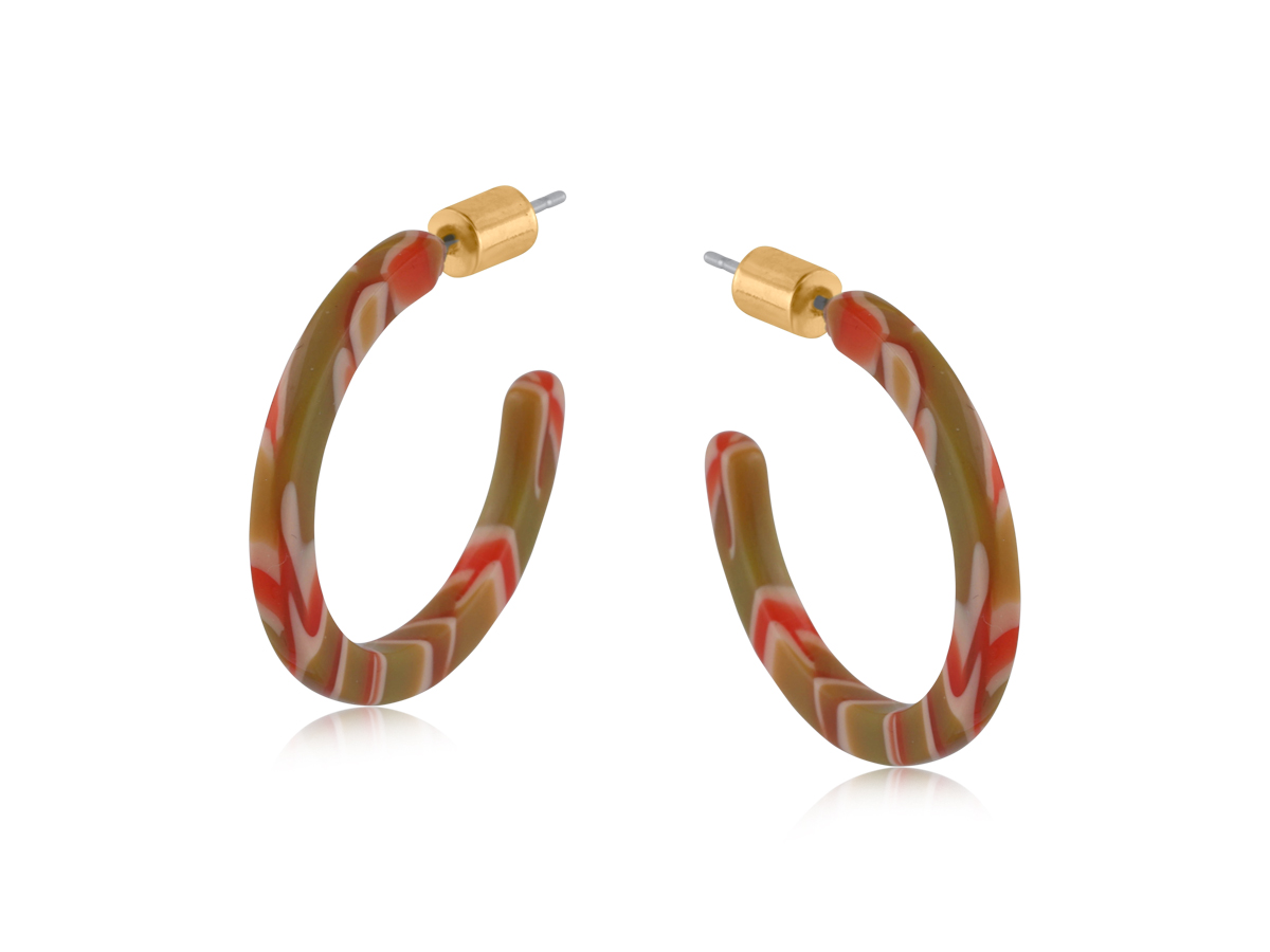 Picture of ORANGE KHAKI OLEANDRE THIN RESIN HOOP EARRINGS